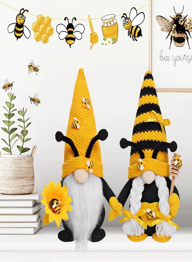 CRCZK Bumble Bee Gnome Plush - Mr and Mrs Honeybee Spring Gnomes Plush Ornaments Tomte Elf World Bee Day Decor, Summer Bee Figurines Table Shelf Tiered Tray Decorations, Gifts for Women - Image 4